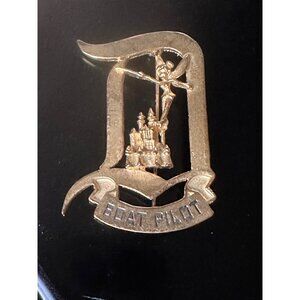 Vintage Disney Boat Pilot cast guide crew Pin Brooch  Tinker Bell & Castle